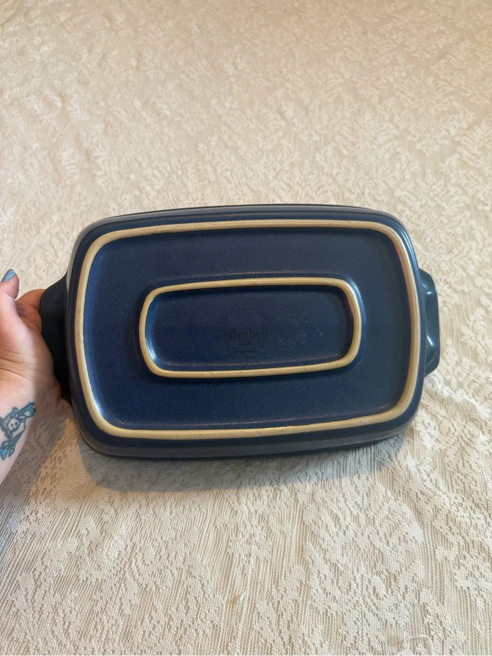 Denby Imperial blue rectangular deep dish oven stoneware dish